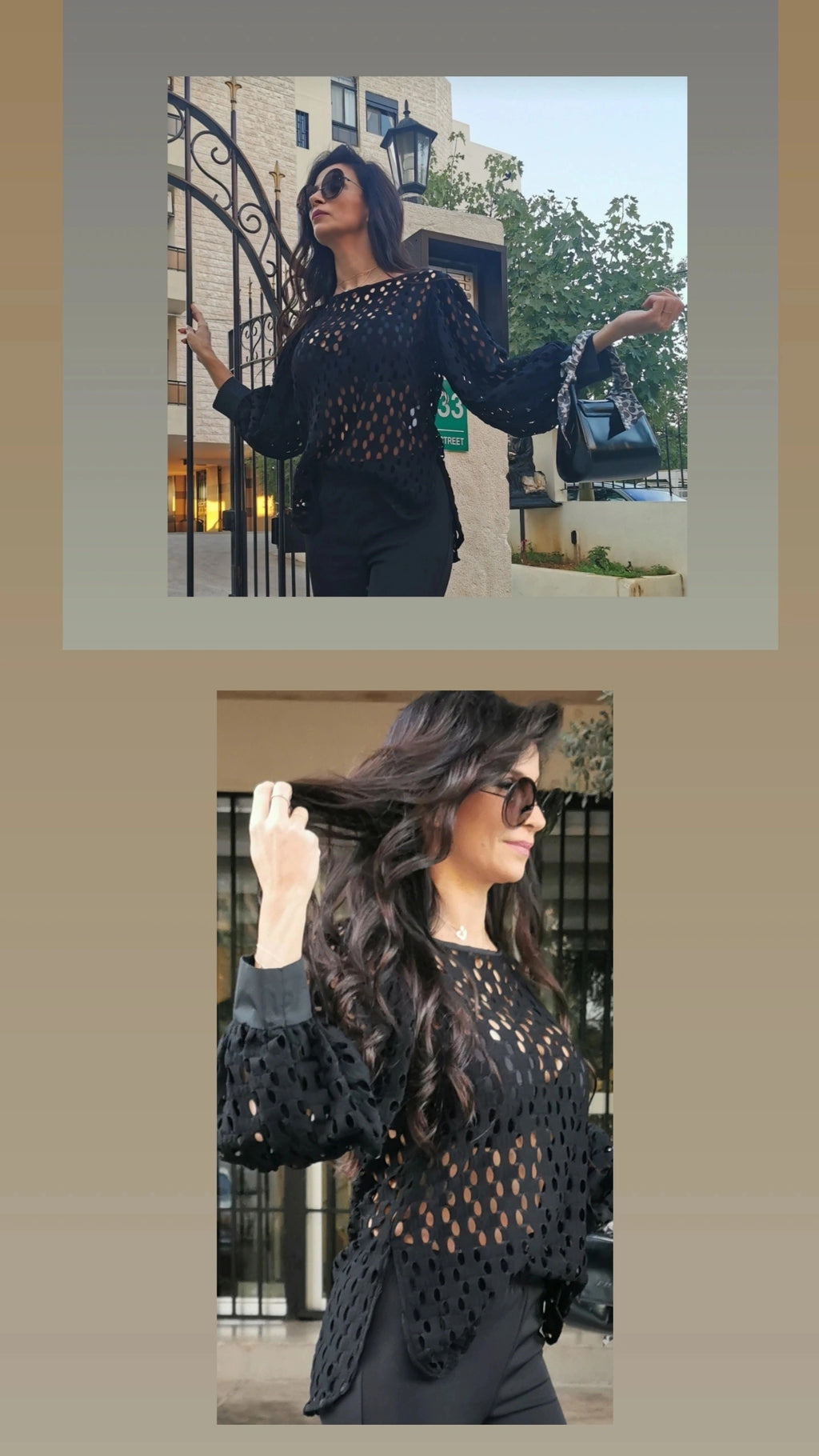 PERFORATED BLOUSE WITH SILKY CUFF