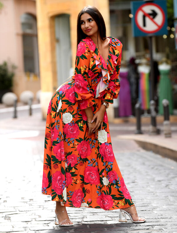 FIORI ARANCIO FANTASIA DRESS