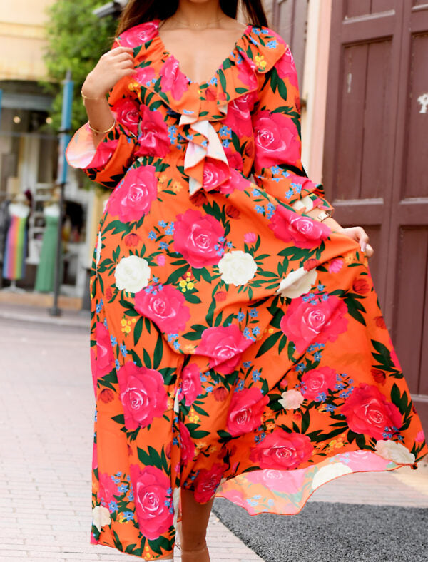 FIORI ARANCIO FANTASIA DRESS