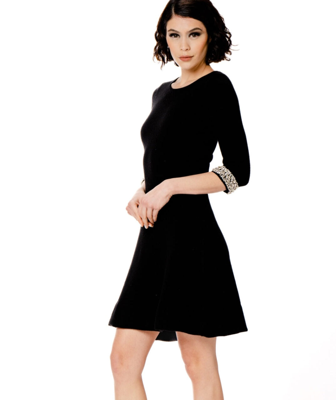 High-end knitted dress with Swarovski ornaments