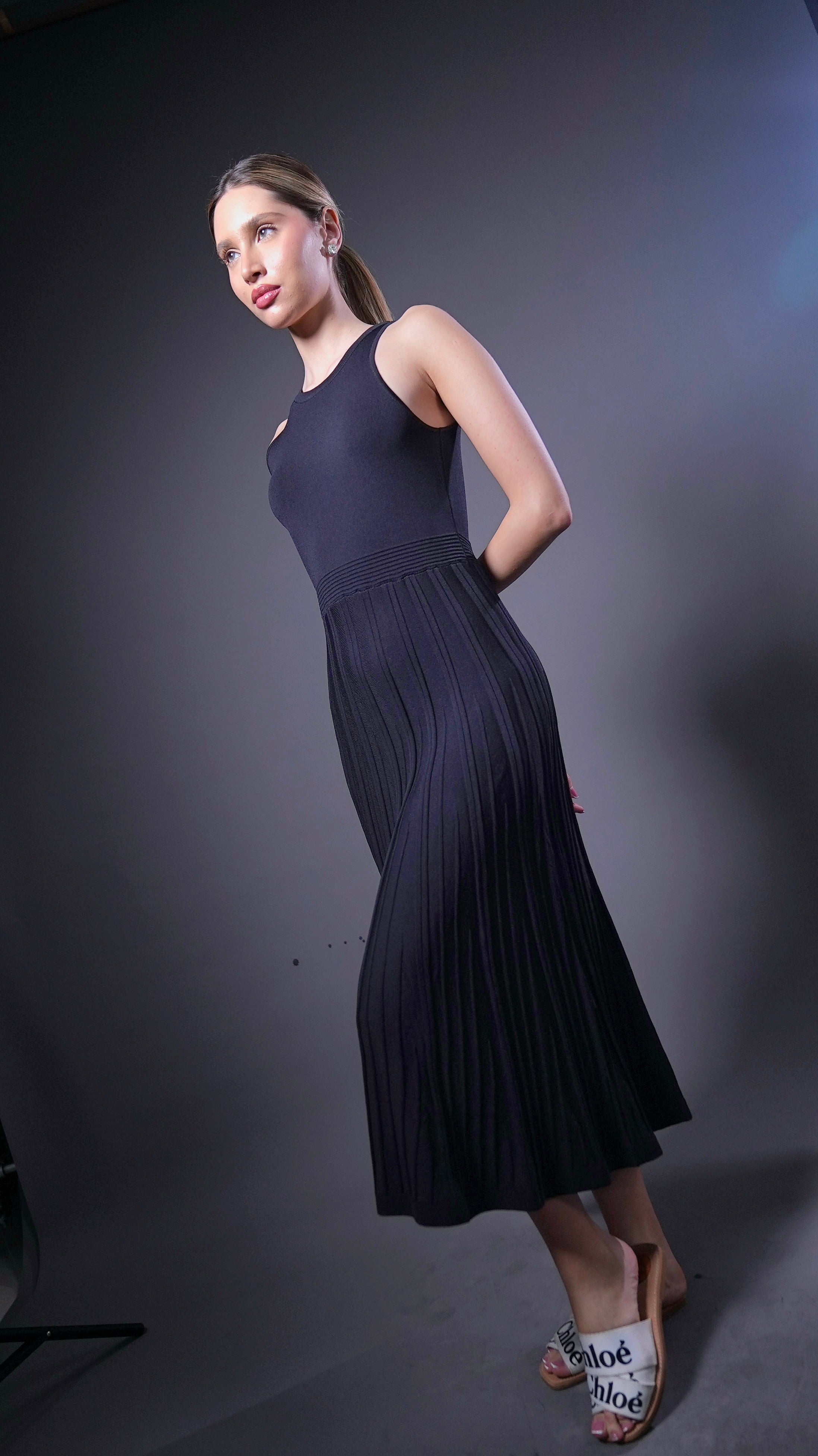MERCERISED BLACK DRESS