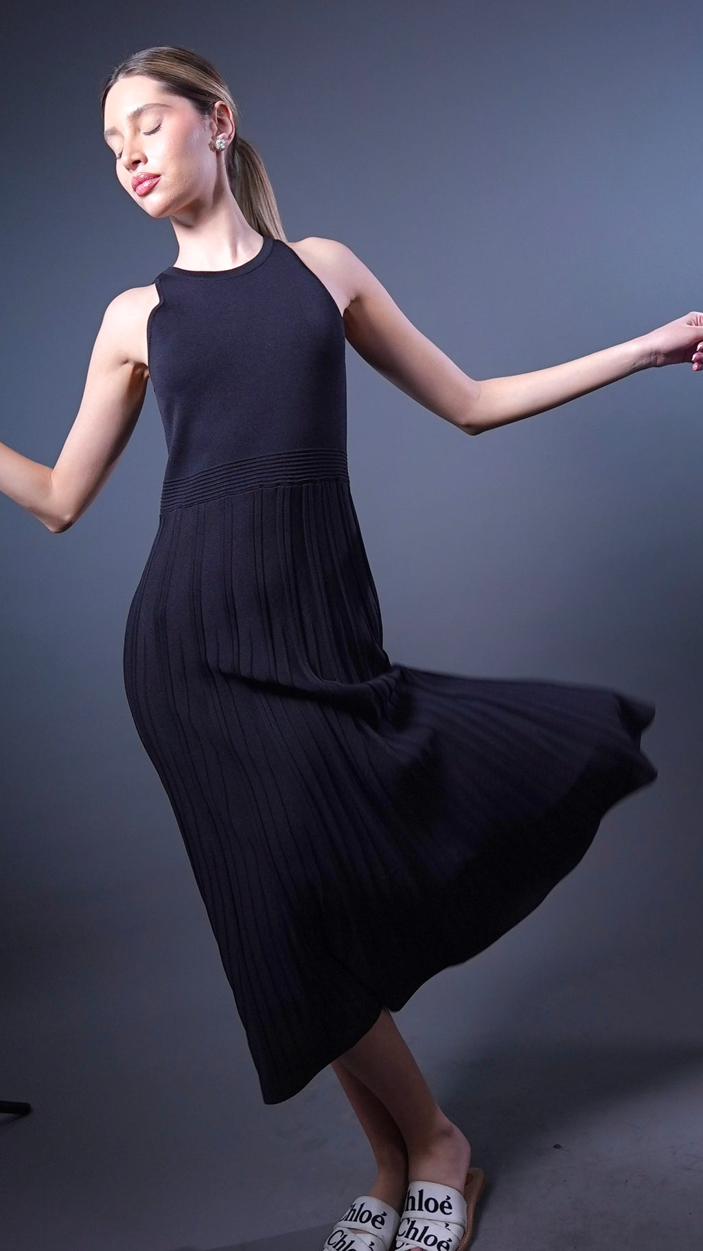 MERCERISED BLACK DRESS