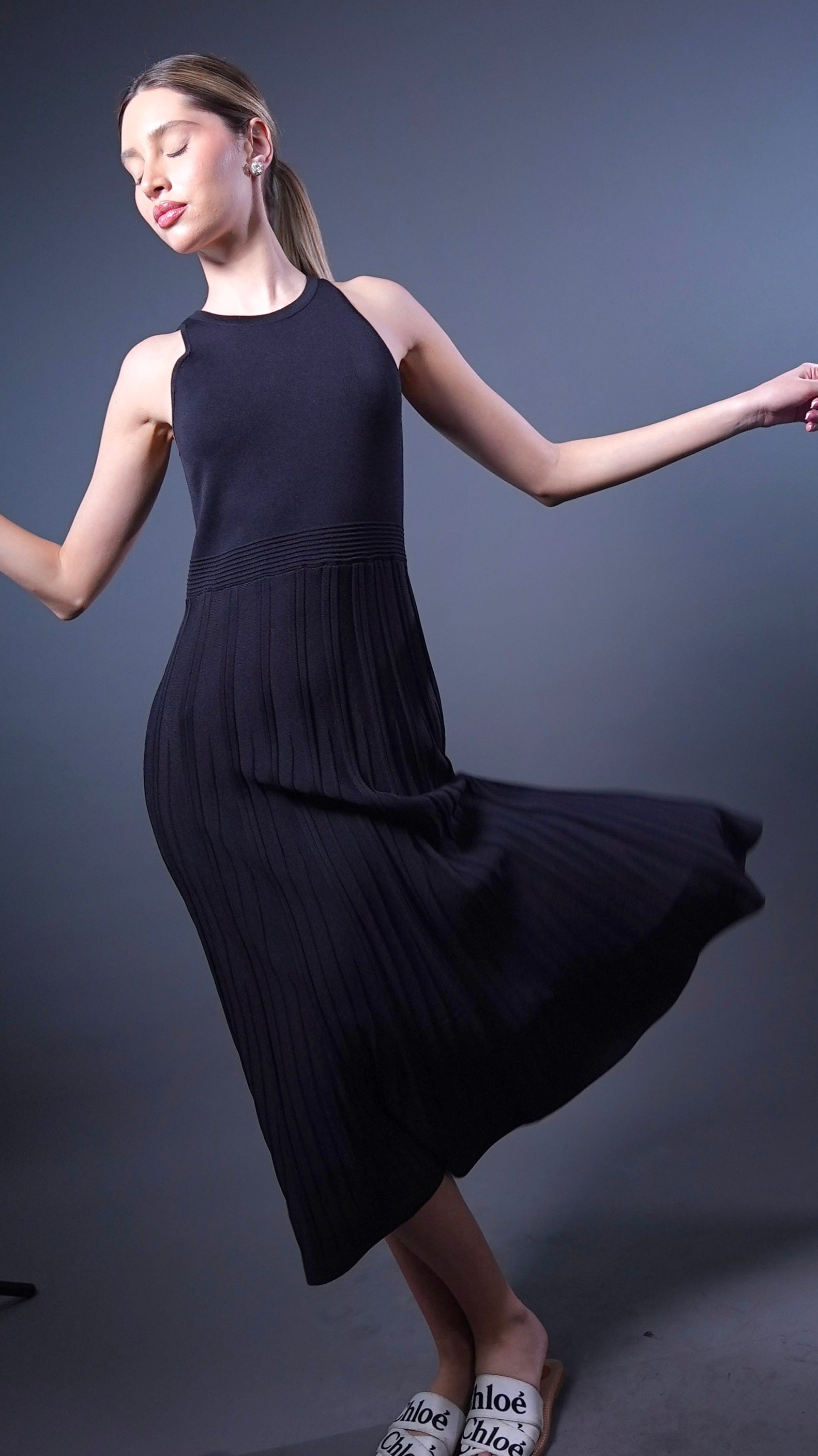 MERCERISED BLACK DRESS