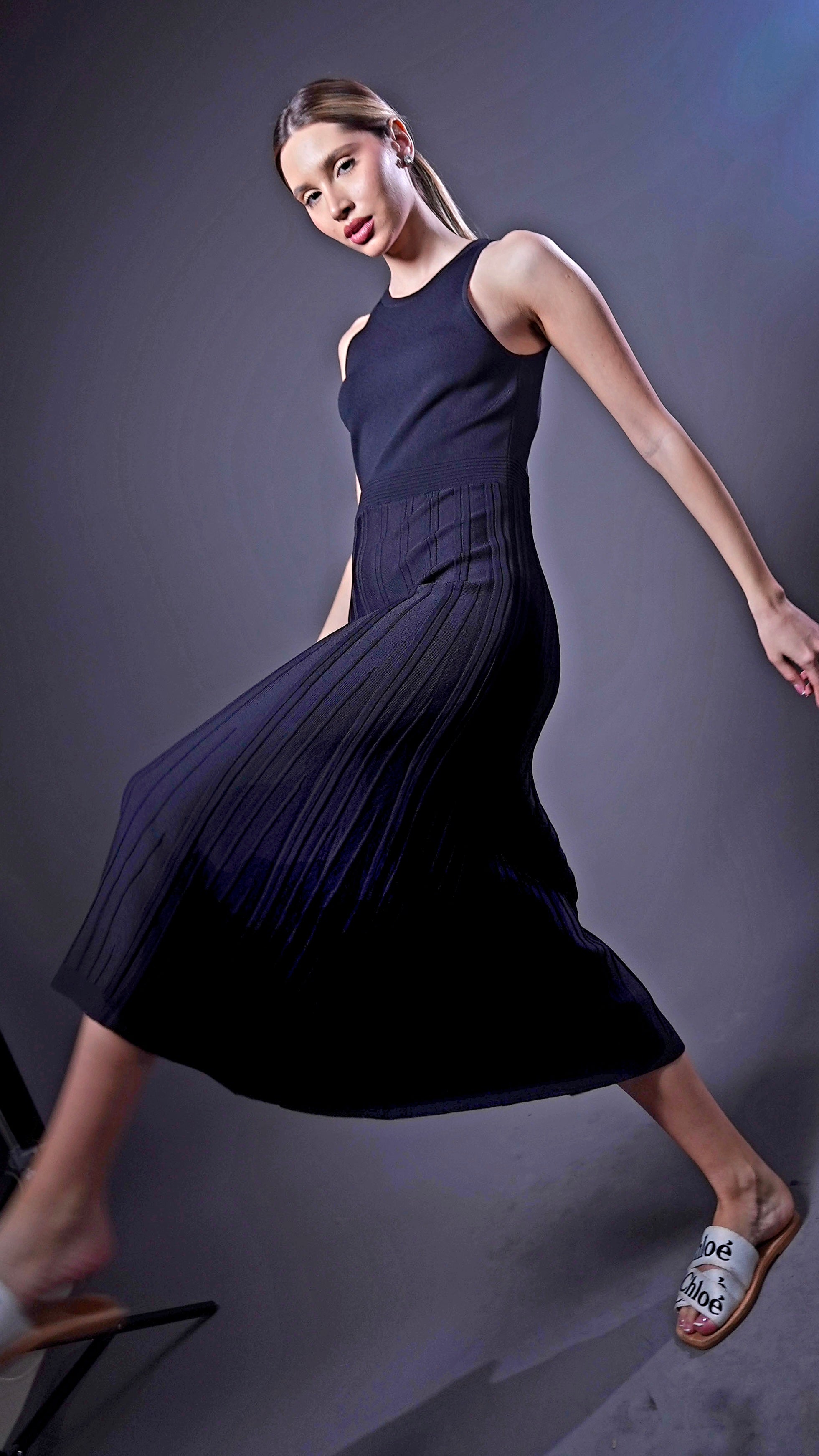 MERCERISED BLACK DRESS