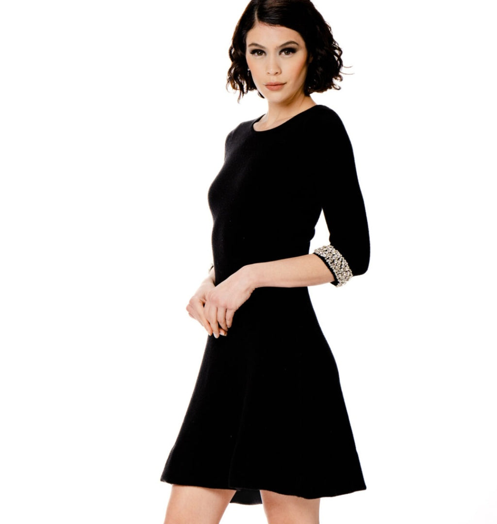High-end knitted dress with Swarovski ornaments