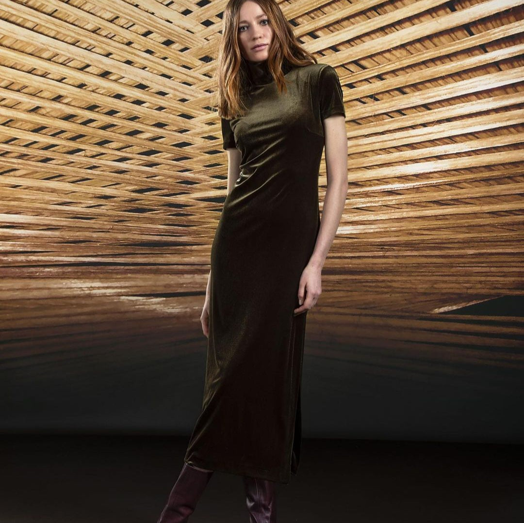 Velvet dark green dress