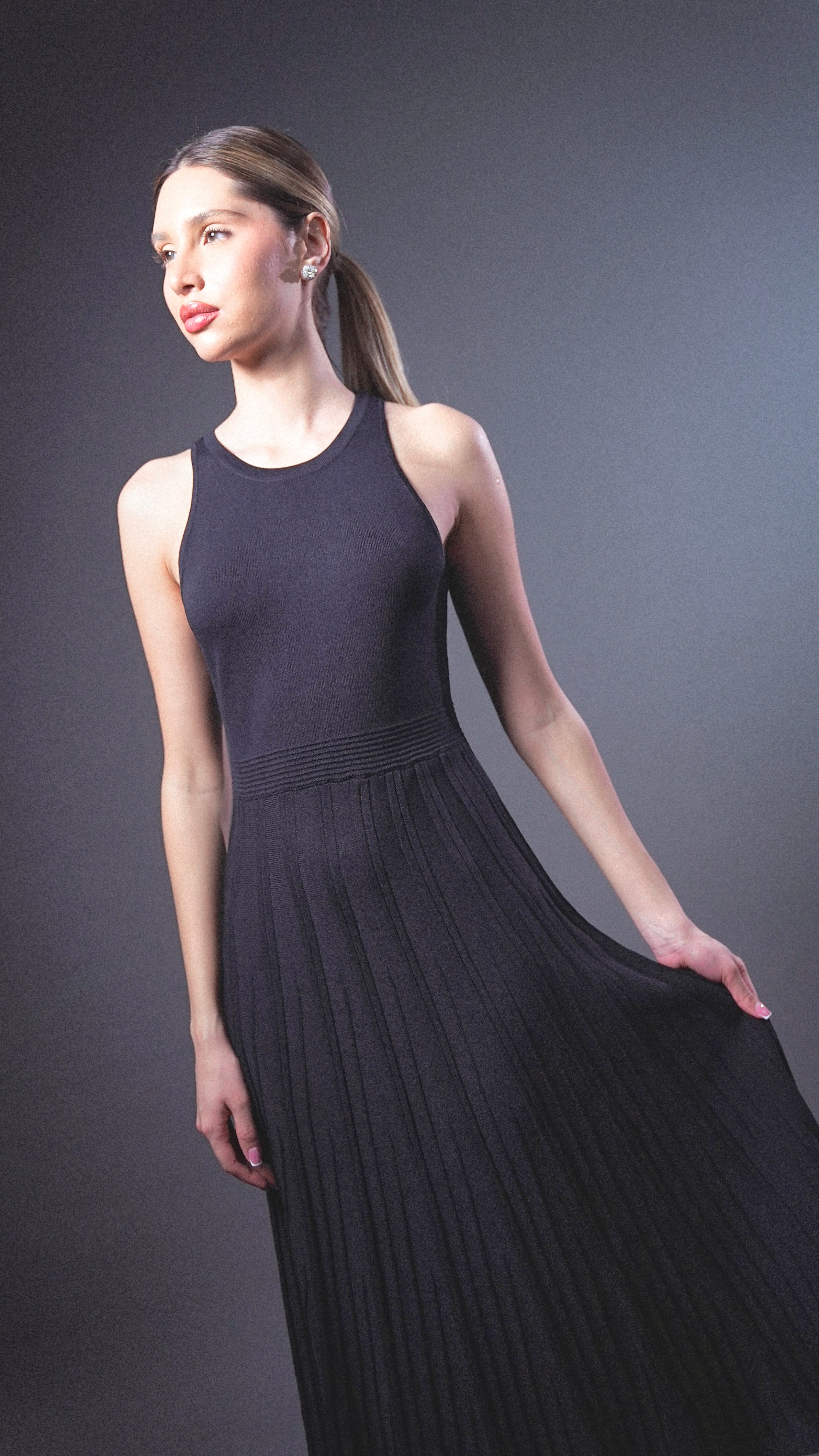 MERCERISED BLACK DRESS